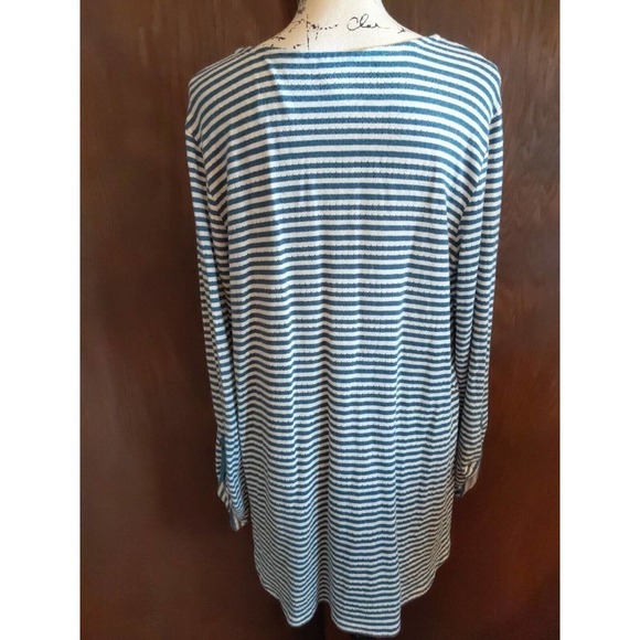Anthropologie Akemi + Kin Sylvie Pointelle Stripe Blue White Tunic Womens Medium - Picture 4 of 7